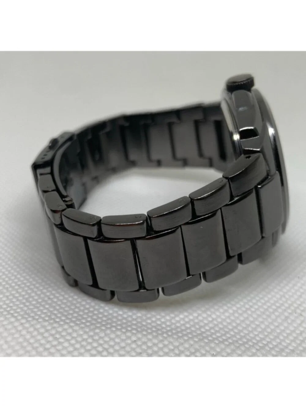 Sean John Black Dial Gunmetal Link Stainless Steel Band men Watch 41mm running